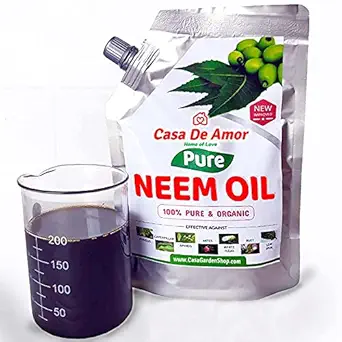 Casa De Amor Organic Cold Pressed, Essential Pure Neem Oil for Spray on Plants & Garden 200 ml