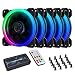 Produktbild EZDIY-FAB RGB LED Gehäuselüfter 120mm High Airflow Lüfter 5er-Pack mit Controller und Hub