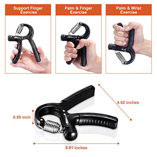Sports Fingerhantel, OMorc einstellbar 20-88Lbs (10-40kg) Professionelle Hand Gripper, Fitness Unterarm Trainer , Unterarmtrainer für stahlharte Finger, Hände und Unterarme für die Entwicklung der Hand- und Unterarmmuskulatur - 4