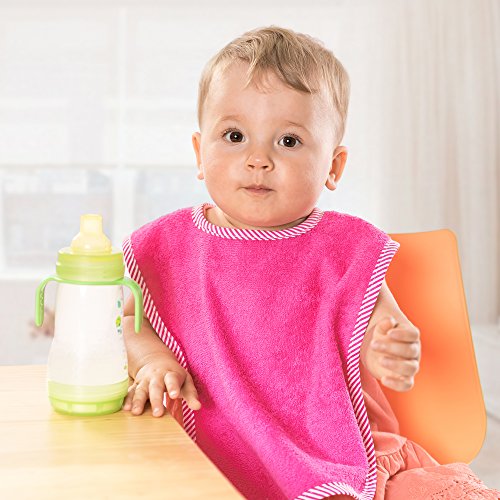 2er Set Riesen Baby-Lätzchen mit Druckknopf / 30×46 cm/ Schadstoffgeprüft nach Öko-Tex Standard 100 / Frottee – 100 % Baumwolle – Pink Orange - 6