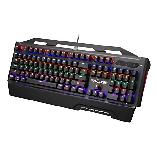 Preisvergleich Produktbild Zebuakuade Mechanische Gaming-Tastatur, Blaue Taste, RGB-Hintergrundbeleuchtung, kabelgebunden, Farbe: Grau