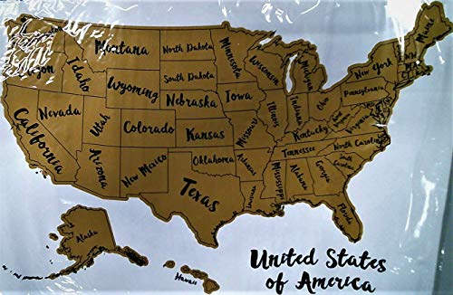 Scratch Off Map of the United States - 12 x 18 Doré US Map Poster de voyage - USA - avec 10 drapeaux pour votre Prochaine Visités États-Unis - Cadeau parfait pour les voyageurs - par Travelisimo