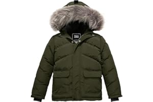 ZSHOW Giacca Invernale Caldo Giubbotto con Cappuccio in Pelliccia Parka Trapuntato Imbottita Capispalla da Esterno Idrorepellente Bambino