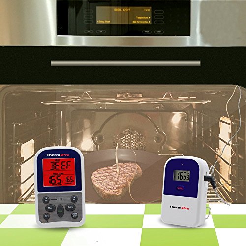 ThermoPro TP11 Wireless BBQ Funk Grillthermometer Bratenthermometer mit Timer für Barbecue, Ofen, Smoker, Reichweite bis zu 100 Meter - 2
