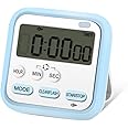 Kitchen Timer, Digital Visual Timer 24-Hours Magnetic Clock Stopwatch Count-Up & Count Down Timer with Large LCD Screen Display Big Digits, Loud Alarm for Cooking, Shower, Bathroom, Kids (Blue)