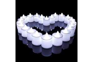 LITTLE ANTS Lot de 24pcs Bougies LED à Piles Sans Flamme, Réaliste et Bright, LED Lumières de Thé - Fausses Bougies électriques pour Votive, Table Party Anniversaire Mariage Noël Arbre de noël Blanc