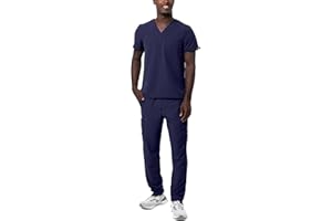 ADAR UNIFORMS Adar Addition Go-Basic Scrub Set for Men - Classic V-Neck Scrub Top & Cargo Scrub Pants
