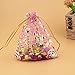 Produktbild Lanlan 100 Kordelzug Organza Jewelry Favor Beutel mit Gold Rose Print Taschen für Geschenk/Hochzeit/Party/Festival, rosa