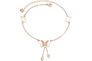 TOFBS Cavigliera Farfalla per Donna e Ragazze 18K Placcato Argento/Oro ＆ 316L Acciaio Inossidabile Regolabile Spiaggia Cavigliera Catena del Piede