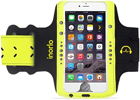 inorlo iPhone 7 / 8 / 6S 4.7inch, Fitness Sports Armband Case Cover Holder with Headphone Cable Tidy & Key/Card Holder Pocket for iPhone 7 / 8 / 6S 4.7inch for Gym, Running, Jogging, Walking, Biking, Hiking, Workout and Exercise (Green and Black)