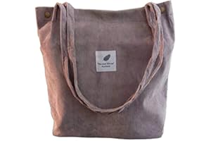 Funtlend Groß Umhängetasche Cord TascheDamen Kord Handtasche Shopper Damen für Uni Arbeit Mädchen Schule