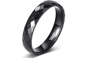 Zakk 4mm Anillo para mujer hombre tungsteno estrecho de ancho facetado pulido anillos de compromiso anillos de pareja anillo de promesa