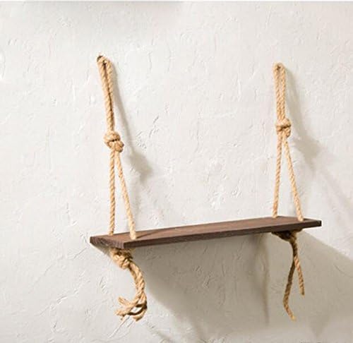 CYJZ® Rack, Creative American style Woody decoration hemp rope Partition Shelf Wall hanging living room room Incorporated wall Decorations brown 50 * 1.5 * 15cm Strong bearing capacity