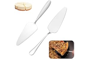 Funngy Pelle a Tarte,2 PCS Ensemble de Pelle à Tarte et Couteau à Gâteau Pelle à Gâteau en Acier Inoxydable Serveur de Gâteau Idéal Mariages Anniversaires Restaurants et Cuisine Quotidienne