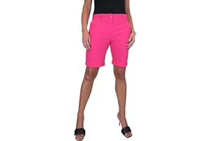 icecoolfashion Womens Stretch Shorts with Pockets Above Knee Length Straight Leg Bermudas with Turn Up Cuffs