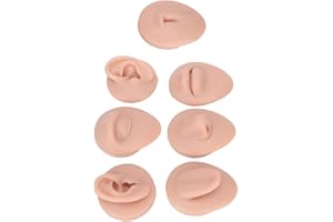 YCTZE Body Piercing Practice Model Simulation Silicone Ear Eye Nose Mouth Tongue and Belly Button Model for Novice Piercer Medium Skin Color Tender Silicone the Exercise Piercing Face