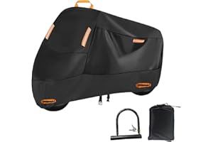 ACESOME ㅤ ACESOME Bache Moto, Oxford 210D Bache Exterieur Etanche, Housse Moto Exterieur, avec Bandes réfléchissantes et Sac de Rangement pour Moped Scooter Motocross (avec Serrure, XXXXL 295 x 110 x 140cm)