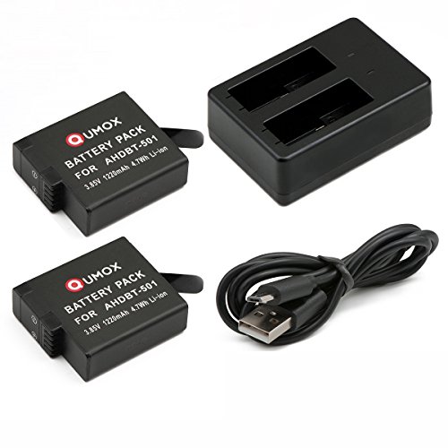 spécifications QUNOX 2x Batterie + chargeur dual chanel double slot pour GoPro HERO 5 HERO5 AHDBT-501
