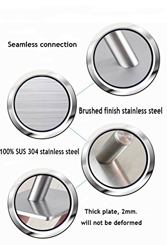 XY Life Wandhaken Türhaken Kleiderhaken Handtuch Racks Wand Haken halter, mit 3M selbstklebend, ohne bohren Badezimmerhaken für Küche und Bad, Edelstahl, 4 PCS Set - 4