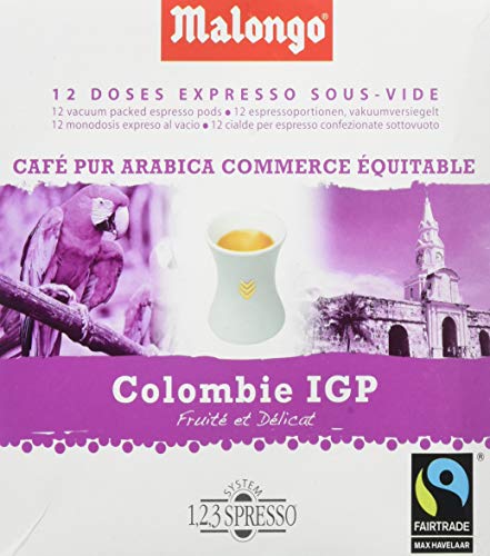 Malongo - Colombia Supremo - Café Arábica en Monodosis al Vacio - 12 Monodosis - 78 g