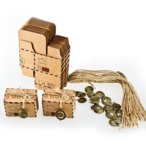 Foonii 50pcs Retro Kraftpapier Süßigkeit GeschenkBox Karton, Schokolade Kasten Hochzeits Dekoration Hochzeit Taufe Decoration Hochzeit GeschenkBox Brautparty Jubiläum Hochzeit Geburtstagsfeier Praline box - 2