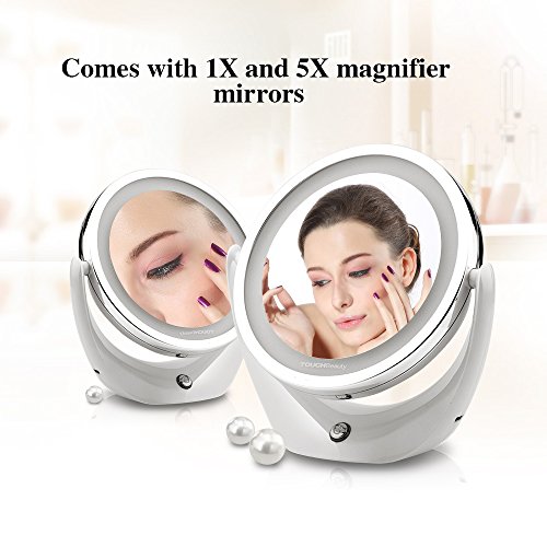 TOUCHBeauty TB-1276 Aufladbarer Kosmetikspiegel 1 X / 5 X Vergrößerung mit LED Beleuchtung Rasier- & Make Up-Spiegel Doppelseitiger 360° Drehbar - 3