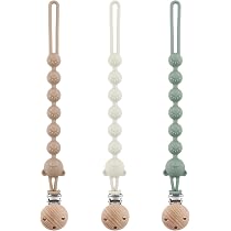 MumEZ Attache-Tétines En Silicone Sans BPA - Lot De 2, Abricot Et Sauge, Pour Nouveau-nés