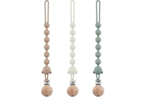 DOUUCO Confezione da 3 catenelle per ciuccio, in silicone, per bambine e ragazzi, adatte per bambini, mantiene il ciuccio pulito, morbido e flessibile, senza BPA, durevole, elevata robustezza,