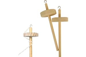 LIKEUDO Set of 2 Wooden Drop Spindle Whorl Yarn Hand Drop Spinning Tool