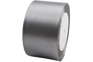 POPOYU Nastro di Raso, 50mm x 23 Metri Nastro Grigio Satinato per Artigianato Natale Decorazioni, Adatto per Confezionare Regali, Feste di Compleanno, Matrimoni, Abbellire e Tanti Altri