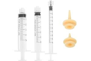 ZOPJUMA Lot de 3 tétines Originales avec seringues pour Chiots et Chatons, idéal pour Les Petits mammifères et Les Chatons Nouveau-nés,1ml+3ml+5ml+Mamelon court + mamelon long
