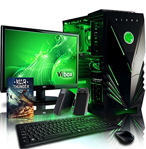 VIBOX Nuclear Komplett-PC Paket 9 Gaming PC - 4,2GHz AMD 8-Core Prozessor, RX 460 GPU, leistungsfähig, Desktop Gamer Computer mit Spielgutschein, 22" HD Monitor, Tastatur & Mouse Set (DE QWERTZ), Windows 10, Grün Innenbeleuchtung, lebenslange Garantie* (3,3GHz (4,2GHz Turbo) Superschneller AMD FX 8300 Octa-Core Prozessor CPU, MSI AMD Radeon RX 460 2GB Grafikkarte, 16GB DDR3 1600MHz RAM, 2TB (2000GB) SATA III 7200rpm Festplatte, 85+ Netzteil, Vibox grünes Gaming Gehäuse, AM3+ Mainboard)