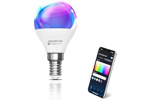 Inteligentna żarówka Aigostar, G45 E14 6,5 W WiFi, żarówka LED RGBCW, kompatybilna z Alexą/Google Home, nie wymaga koncentratora. Pilot, sterowanie głosowe, 1 szt