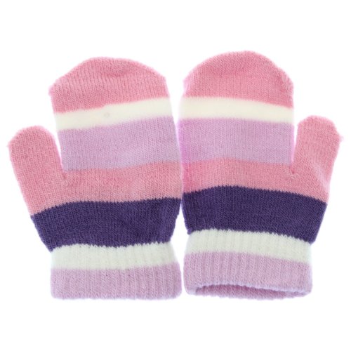 Kids Mittens ** FREE UK POST** Children Magic Mitts Striped One Size Fits All Quality Winter Value Kids Gloves (PINK STRIPE)