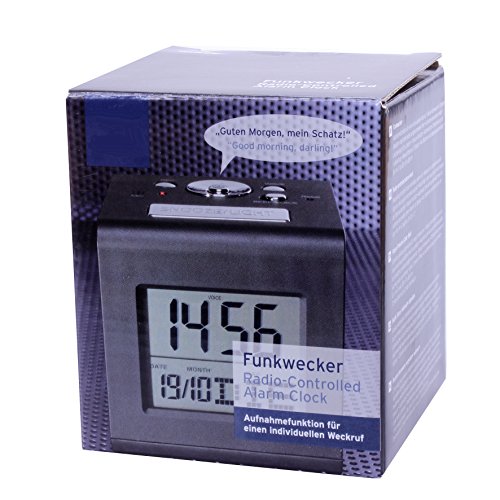 Funkwecker Digital mit Aufnahmefunktion Wecker Uhr schwarz Schlummer Funktion