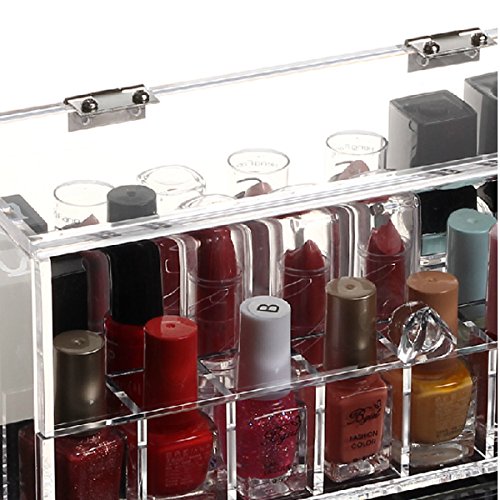 HQdeal Acryl Staubdichte 24 Lippenstift Nagellack Halter Ausstellungsstand Verfassungs Kosmetik Aufbewahrung Organizer Box mit Deckel - 5