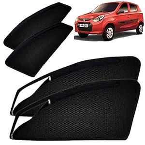 Autofact Magnetic Window Sunshades / Curtains for Maruti Alto 800 (2015 Onwards) [Set of 4pc - Front 2pc with Zipper ; Rear 2pc Without Zipper] (Black)