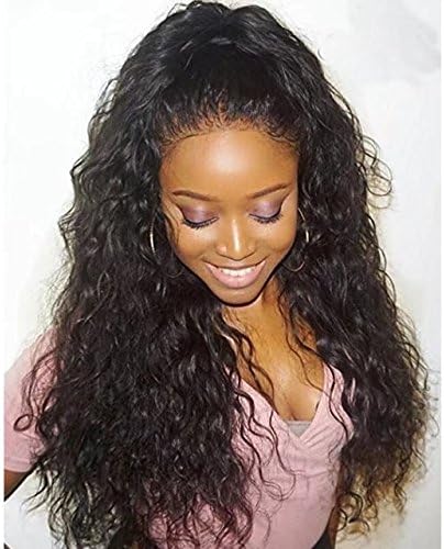 Curly Wave Brazilian Lace Wigs Loose Body Wave 130% Density Full Lace Human Hair Wigs with Baby Hair(22 inch,1B)