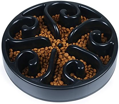 Slow Feed Dog Bowl, Fun Interactive Feeder, Prevent Bloating, Anti Choking, Eco-friendly Durable Healthy Pet Bowl (Black)
