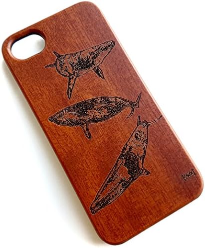 Wooden engraved whale phone case for iPhone 6, 6S, 7 &amp; 8 . Real solid wood, hand made, carved artwork. Drop &amp; scratch proof, providing premium protection for your smart phone