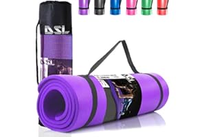 DSL DAILY SUPPLY LTD. DSL Yoga Mat, Thick Non Slip Exercise Mat - Gym Fitness Pilates Workout Mat for Women Men, 15mm Large 61 x 185cm - Black/Blue/Purple/Pink/Green/Red