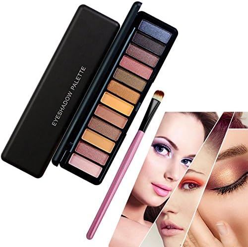 Makeup Glitter Eyeshadow Palette, TOFAR 12 Warm Colour Shimmer Naked Natural Nude Professional Make Up Eye Shadow Powder Palette Beauty Cosmetics Tools Kit with Eyes Make Up Brush Set - #2