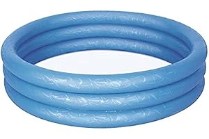 HEZVIC Blue Inflatable Paddling Swimming Pool 3Ring 25cm High and 102cm Wide. Indoor and Outdoor Garden Pool. Suitable for Kids and Adults.
