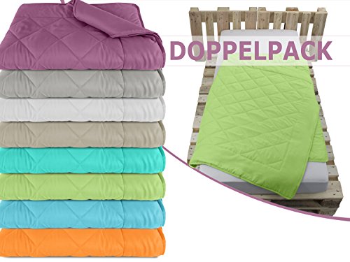 Doppelpack zum Sparpreis - Leichtsteppbetten aus samtweichem Mikrofasergewebe - Maße ca. 135 cm x 200 cm - vielseitig verwendbar - erhältlich in 8 modernen Farben - geprüfte nach Öko-Tex Standard 100, apfel