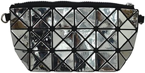 Women Fashion Rhombus Pattern PU Clutch Bag Shoulder Bags (Dark Grey)