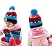 Wawoo®Baby Boys/Girls Winter Beanie Cap Childrens Warm Wool Knitting Hem Lined Fur Pom Pom Hat+ Scarf+ Mittens 3 in 1 Set for Kids 8-12M/1-2T/2-4T/4-8T