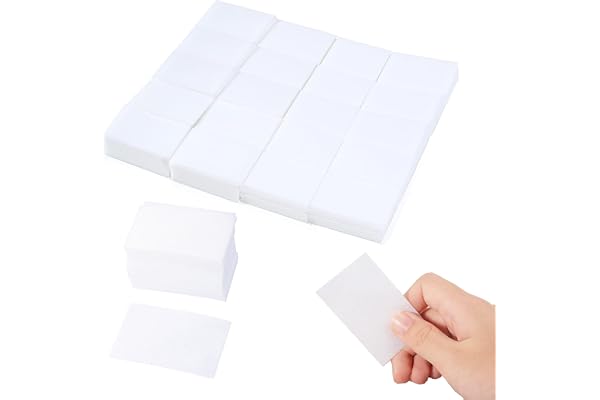 900 Pcs Lingettes à Ongles Non Pelucheux, Lingettes Nettoyantes Non Pelucheuses, Colle à Ongles DéMaquillant Feuille De Coton pour Nail Art Ongle Enlever de Vernis à Ongles UV Gel (Blanc)