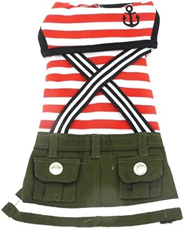 Gollyking Dog Jumpsuit Overalls Costume Soft Spring Autumn Winter Clothes Outfits Sweater For Small Boy Girl Puppy Cats Pets (Sailor Girls, XL for back length14",weight 9.9-14.3 lbs)
