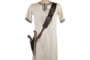 SKLLA Medieval Renaissance Sword Frog, with Sword Dagger Holder Frog Shoulder Belt Holster Bandolier Bag Steampunk Larp Costume for Flintlock Pistol,Brown