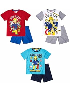 Feuerwehrmann Sam Jungen Pyjama Schlafanzug Shorty 2017 Kollektion - blau